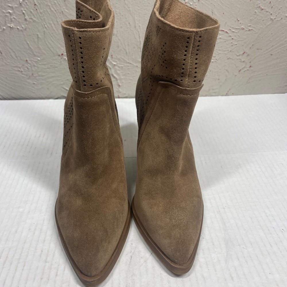 Vince Camuto Catheryna Tan Taupe Brown Perforated Bootie Heel Boho US Size 5